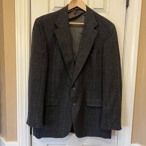 Vintage Cartier Tweed Wool Suit Jacket Dark Gray Men’s 44R Made in USA